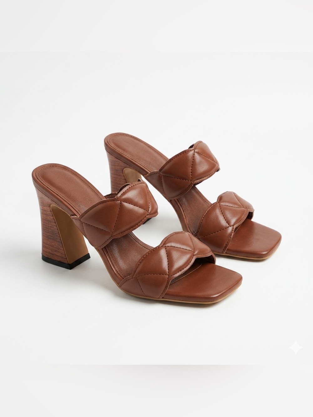 Amazon Women's Quilted Double-Strap Slide Sandals in Brown
